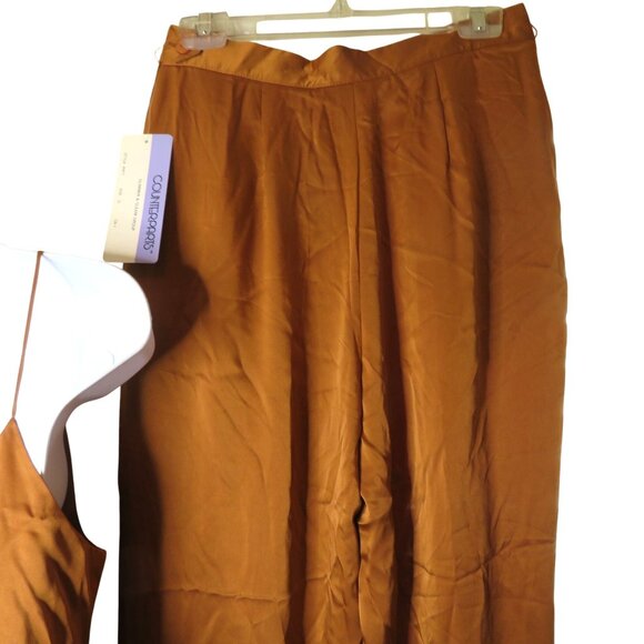 Vintage 80s Counterparts Womens Copper Satin Camisole & Pleated Pants Set Small - Picture 10 of 12